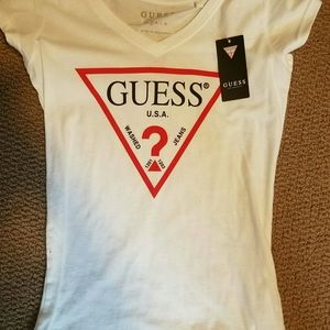 Guess V-Neck Logo T-Shirt